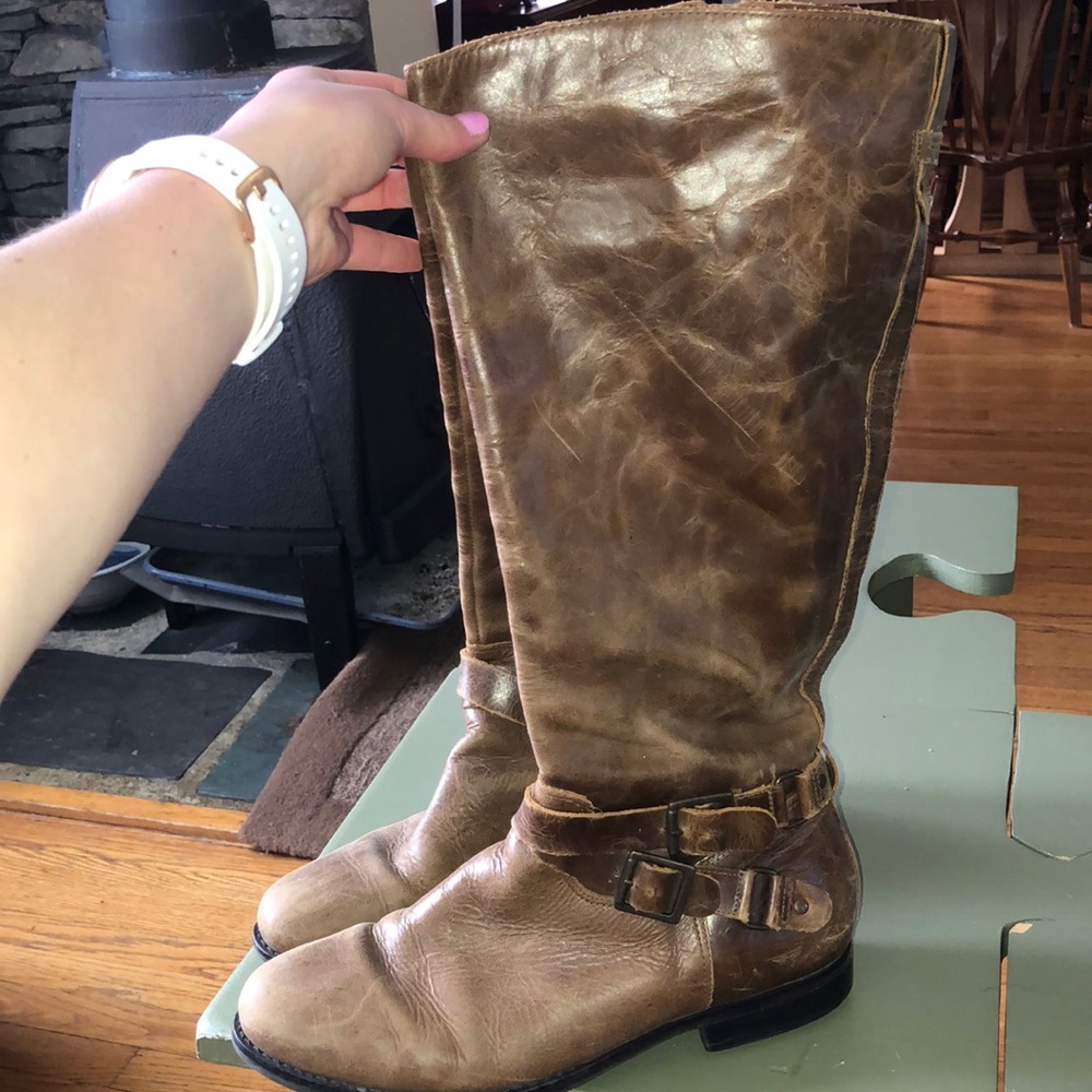Brown tall boots wide
